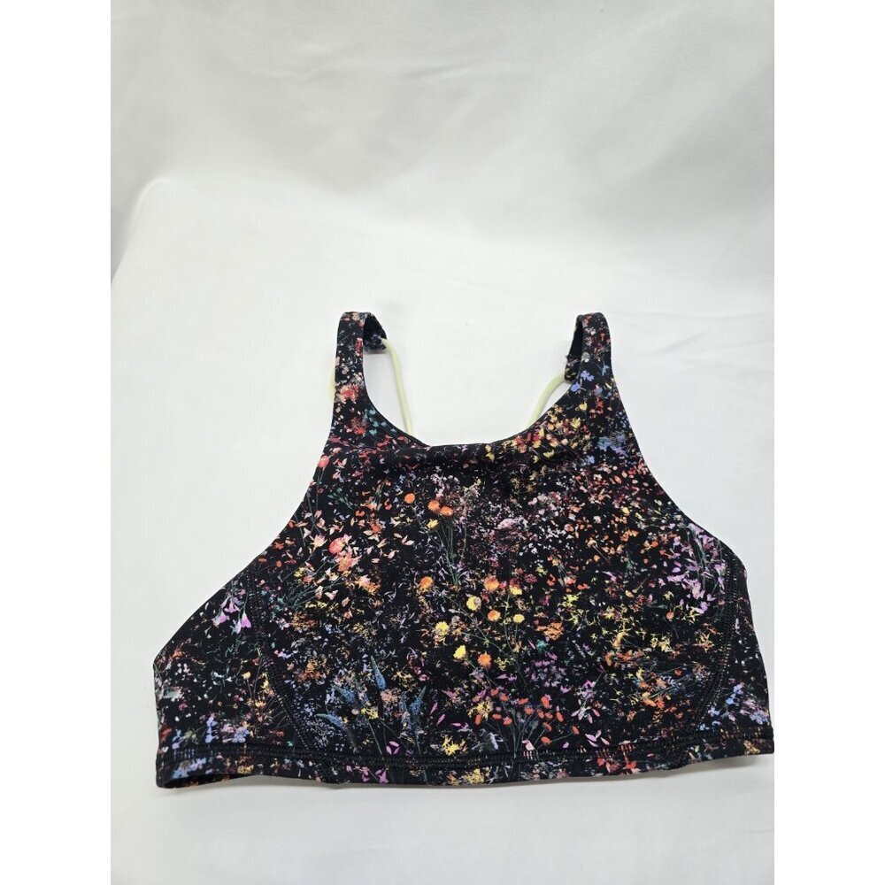 Lululemon Free To Be Bra *High Neck Flowerescent Multi / Lemon Ice Size 2